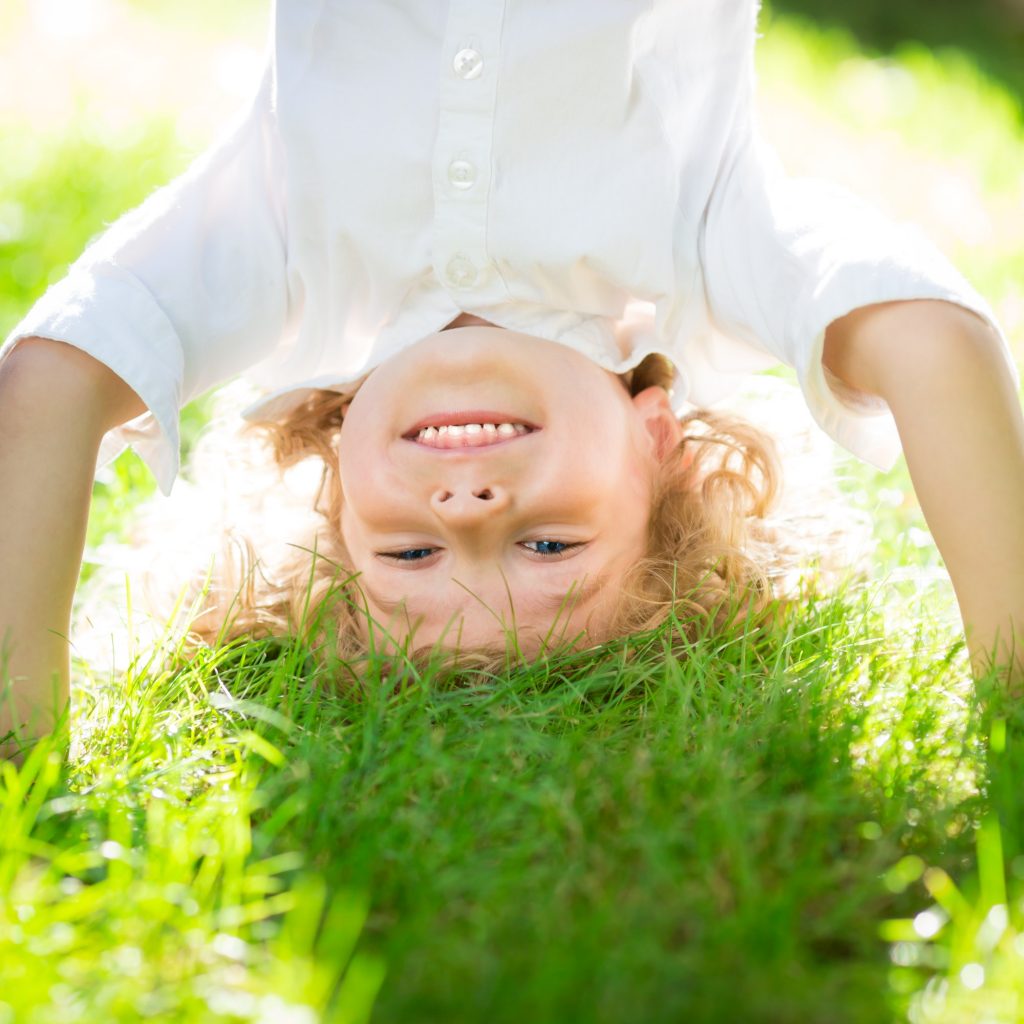 Active kid playing outdoors