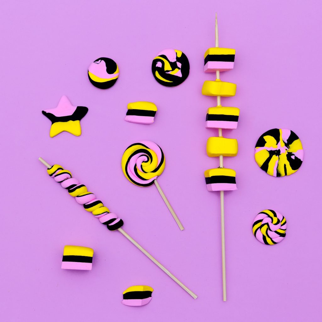 Marshmallow fashion set. Candy Mood Flatlay design
