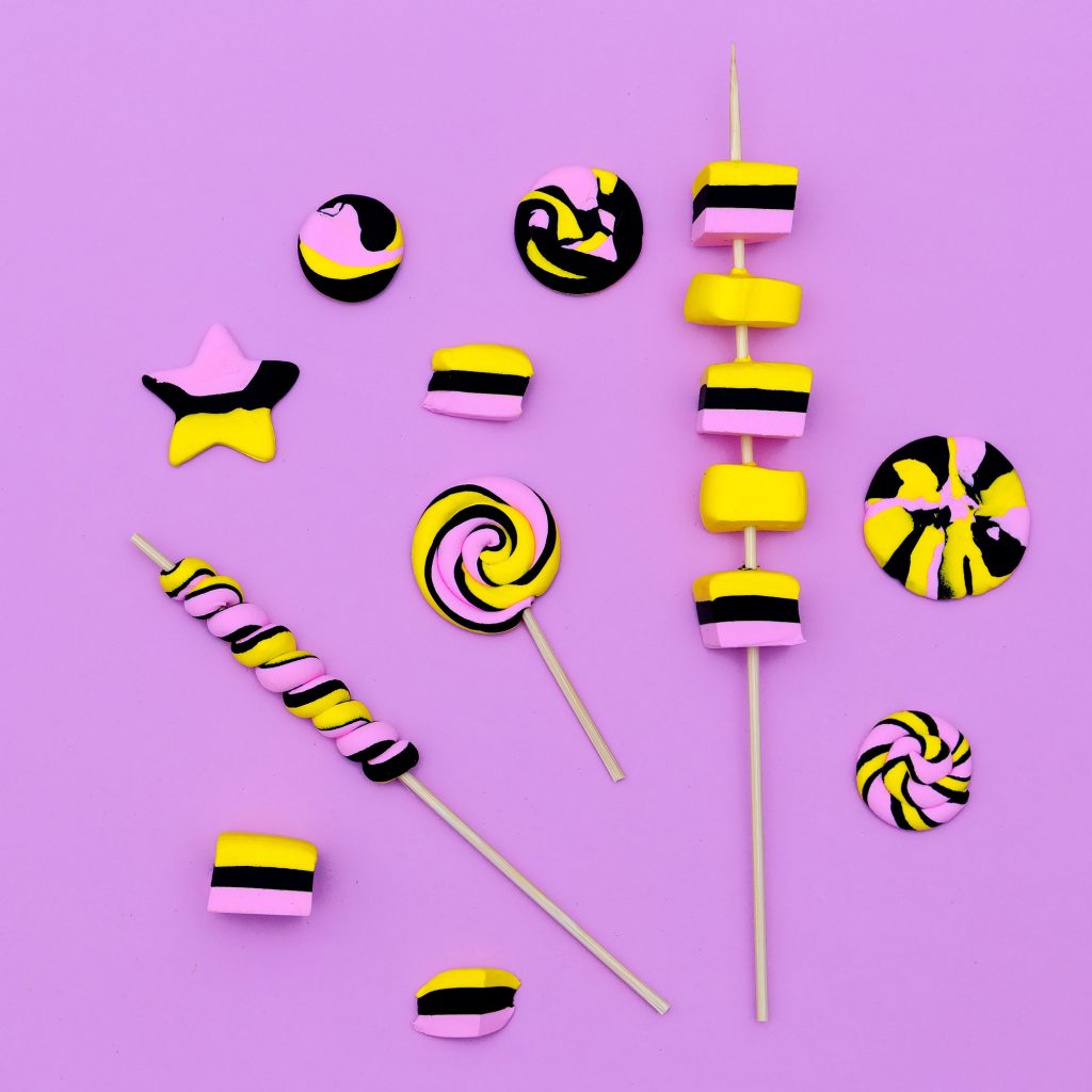 Marshmallow fashion set. Candy Mood Flatlay design